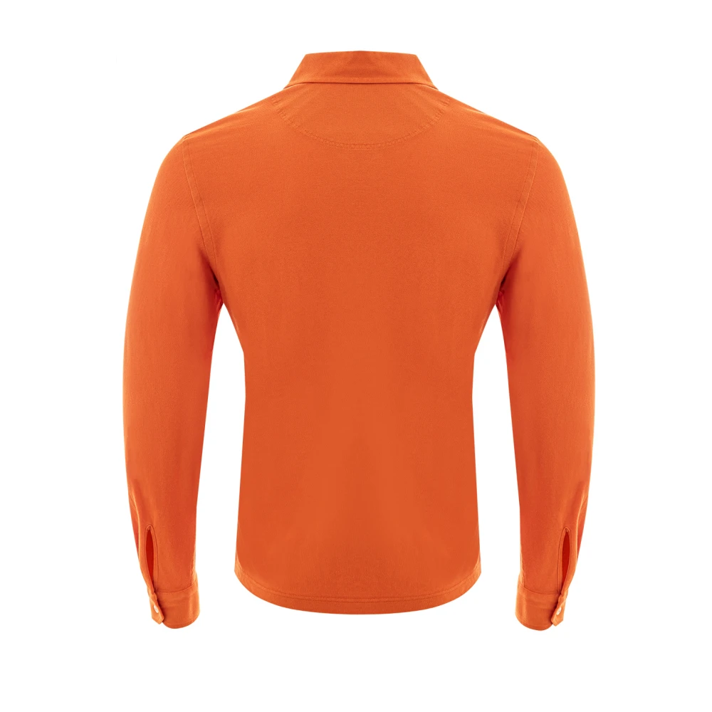 Gran Sasso Lange Mouw Piqué Polo Shirt Orange Heren