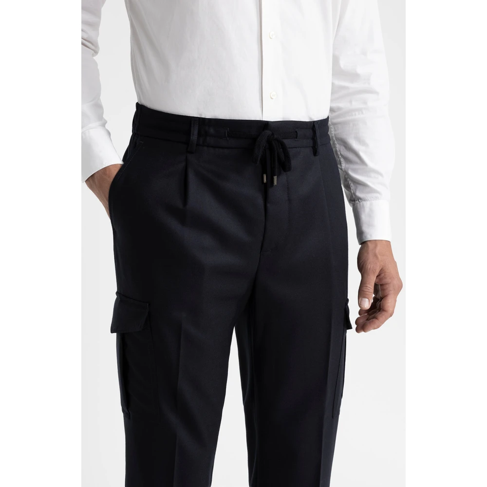 PESERICO Puur wollen broek met zakken Blue Heren