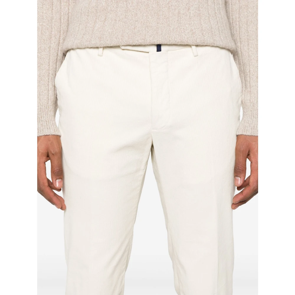 Incotex Witte Corduroy Broek Slim Fit White Heren