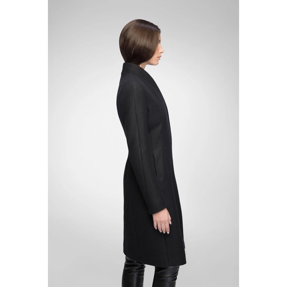 Vespucci by VSP Rosen Zwarte wollen jas Black Dames