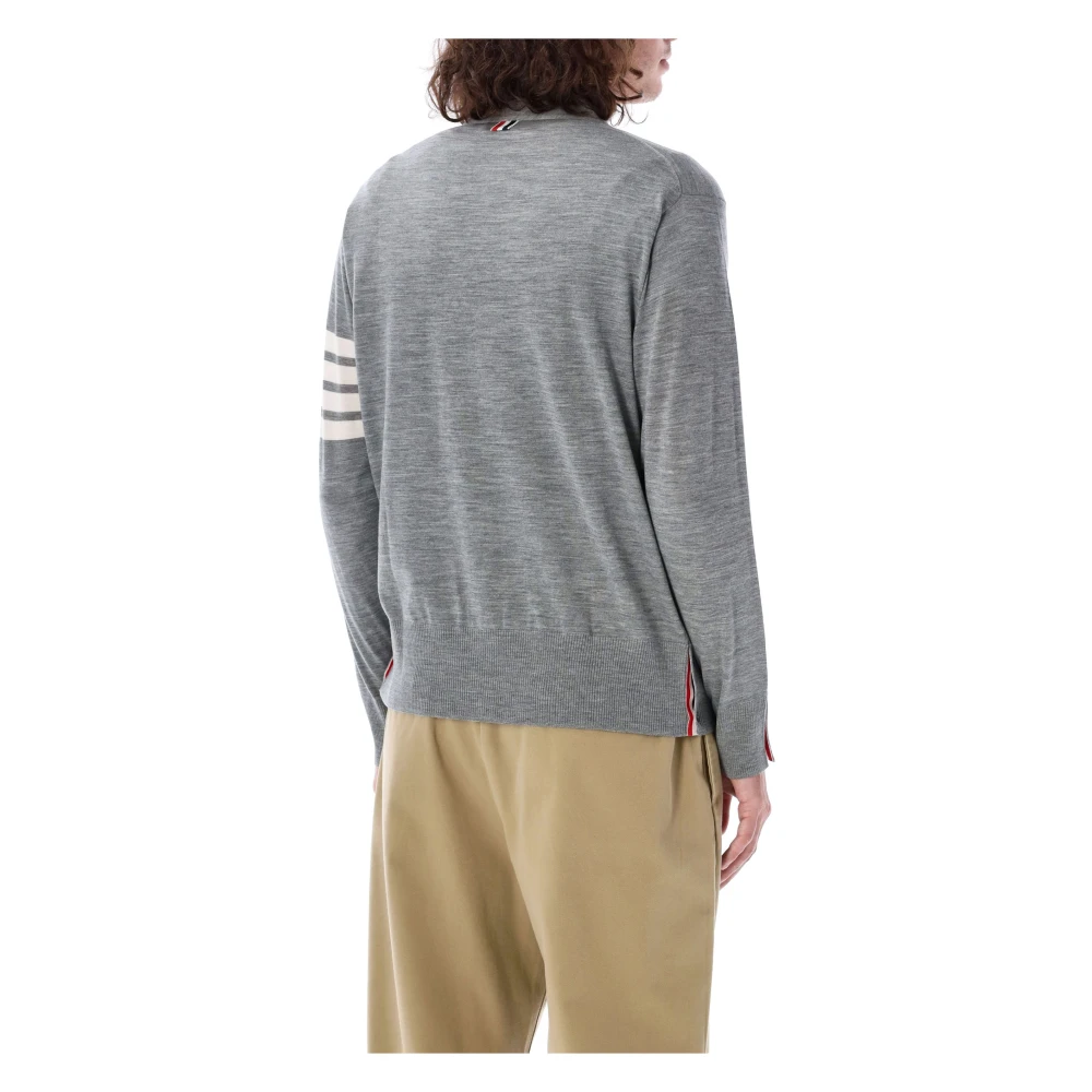Thom Browne Lichtgrijze Gebreide V-hals Vest Gray Heren