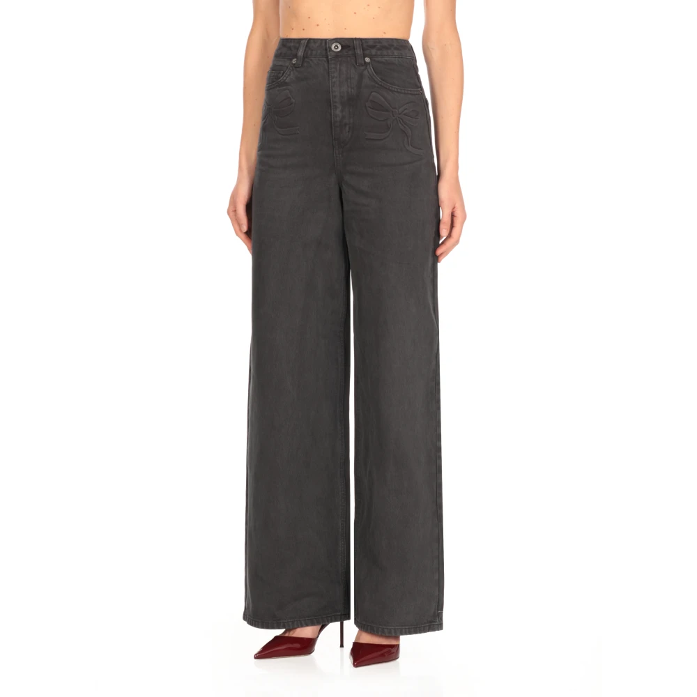 Self Portrait Grijze Katoenen Jeans met Strikdetails Gray Dames