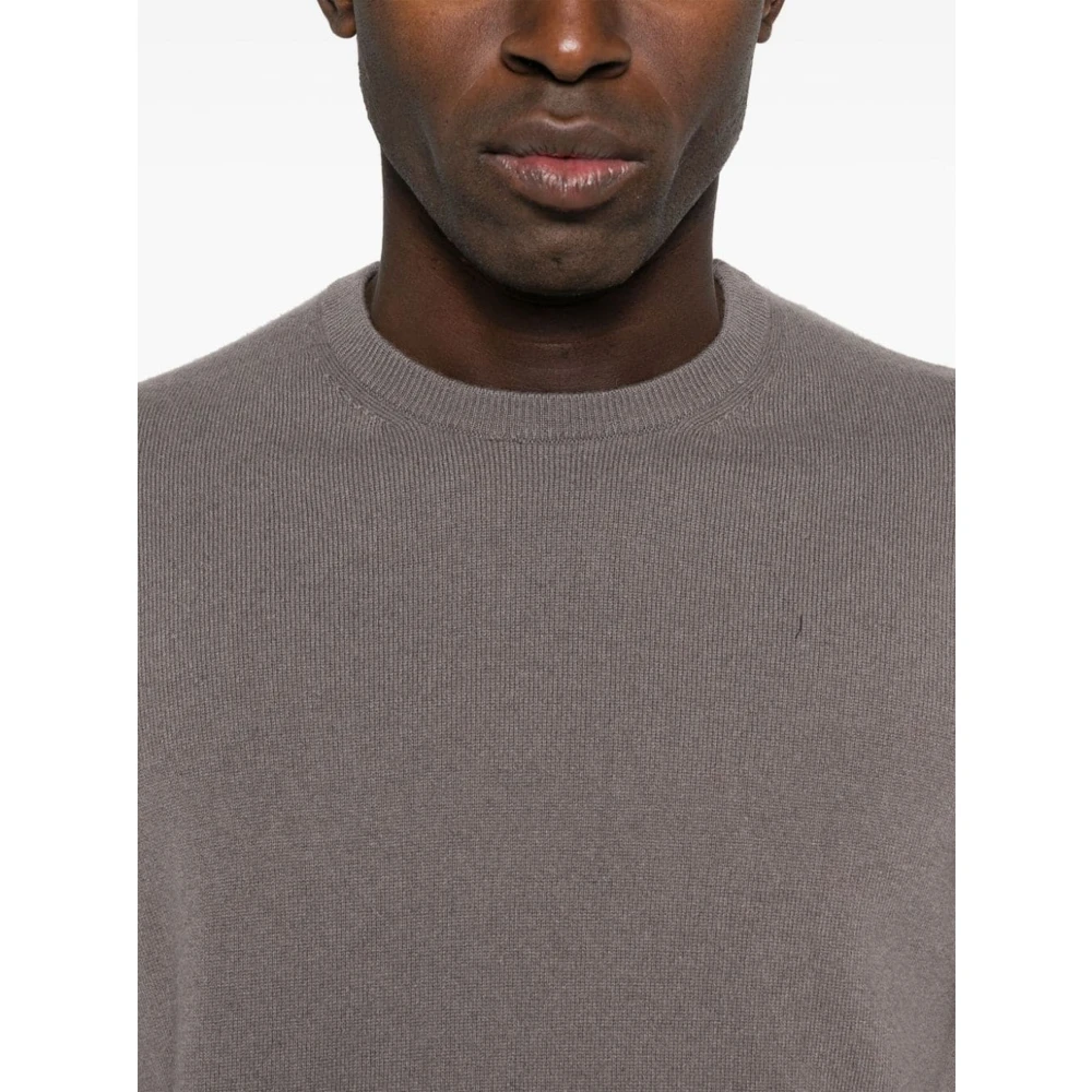 Drumohr Taupe Bruine Cashmere Crew Neck Sweater Brown Heren