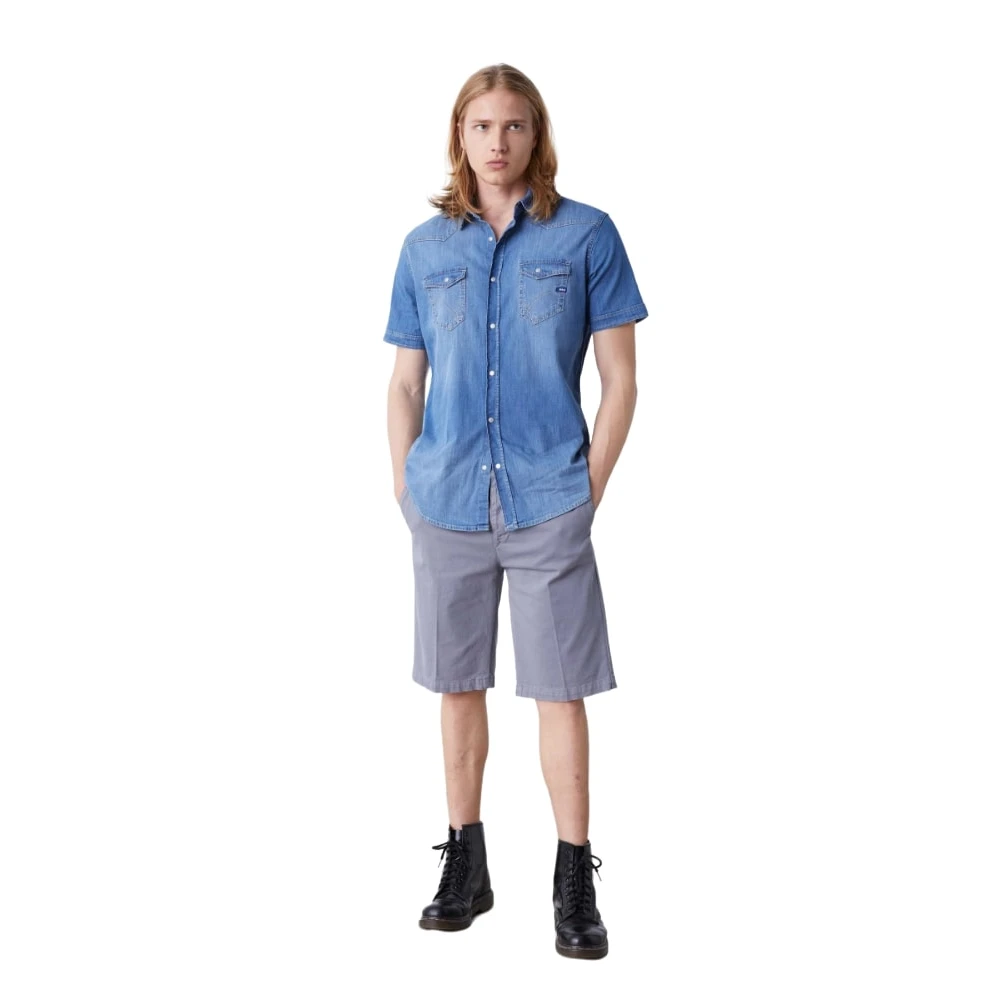 GAS Korte Mouw Shirt Blue Heren