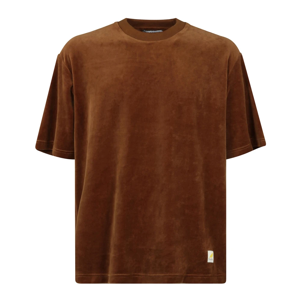 JW Anderson Zachte T-shirt Pluche Stof Brown Heren
