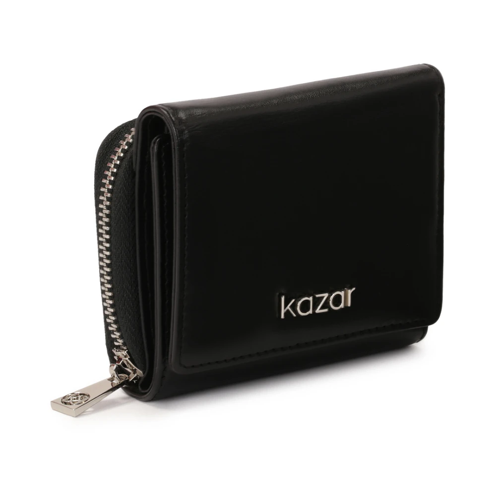 Kazar Compact leren portemonnee met sluiting Black Dames