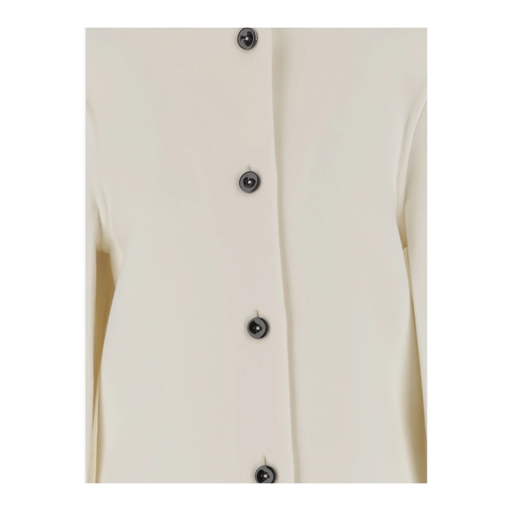 Jil Sander Witte wollen jas met gebogen zoom Beige Dames