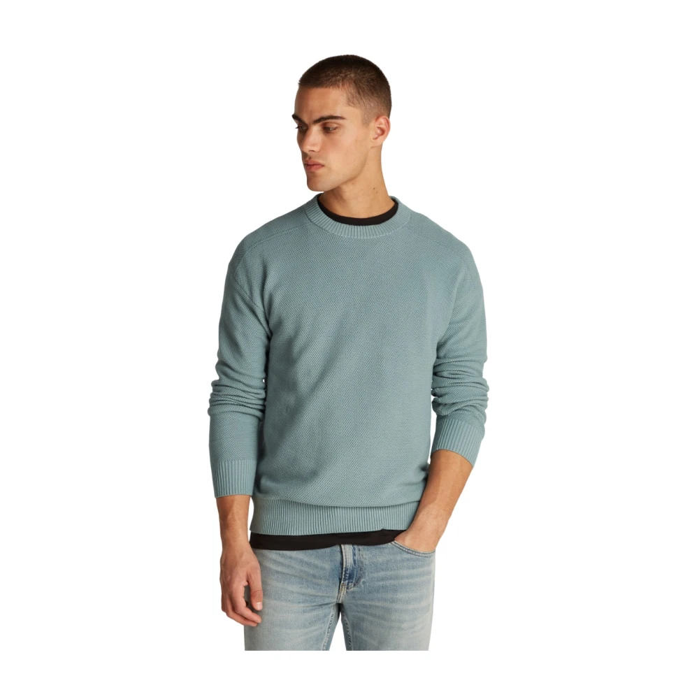 Calvin Klein Blauwe Trui Katoen Bouclé Blue Heren