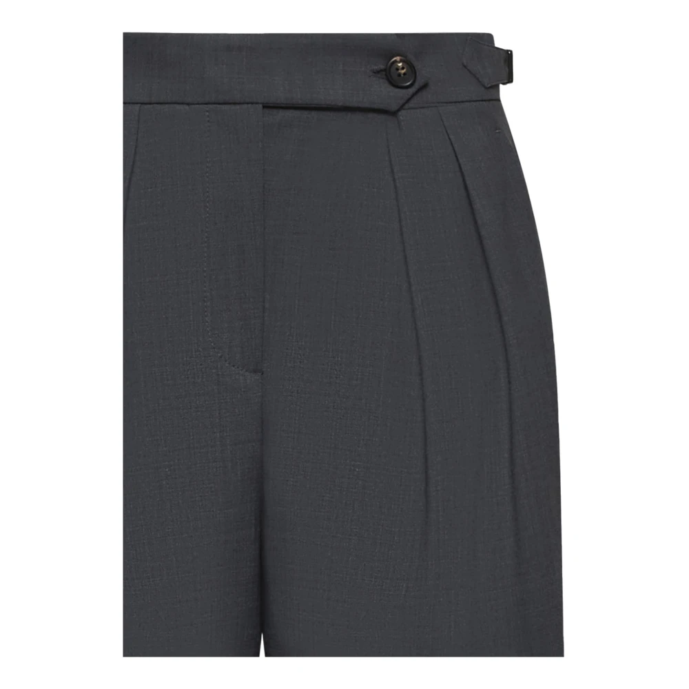 BRUNELLO CUCINELLI Grijze Wollen Blend Shorts met Bandjes Gray Dames