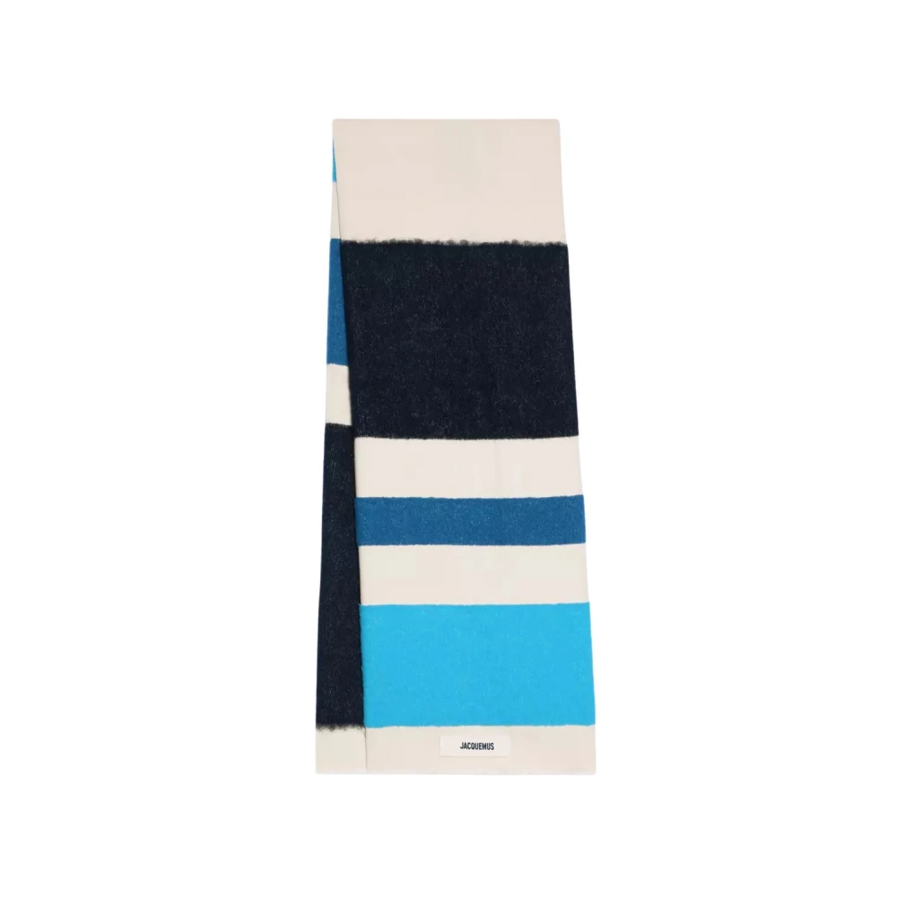 Jacquemus Women's Blue Winter Scarves, One Size, Striped Wool Blend Scarf