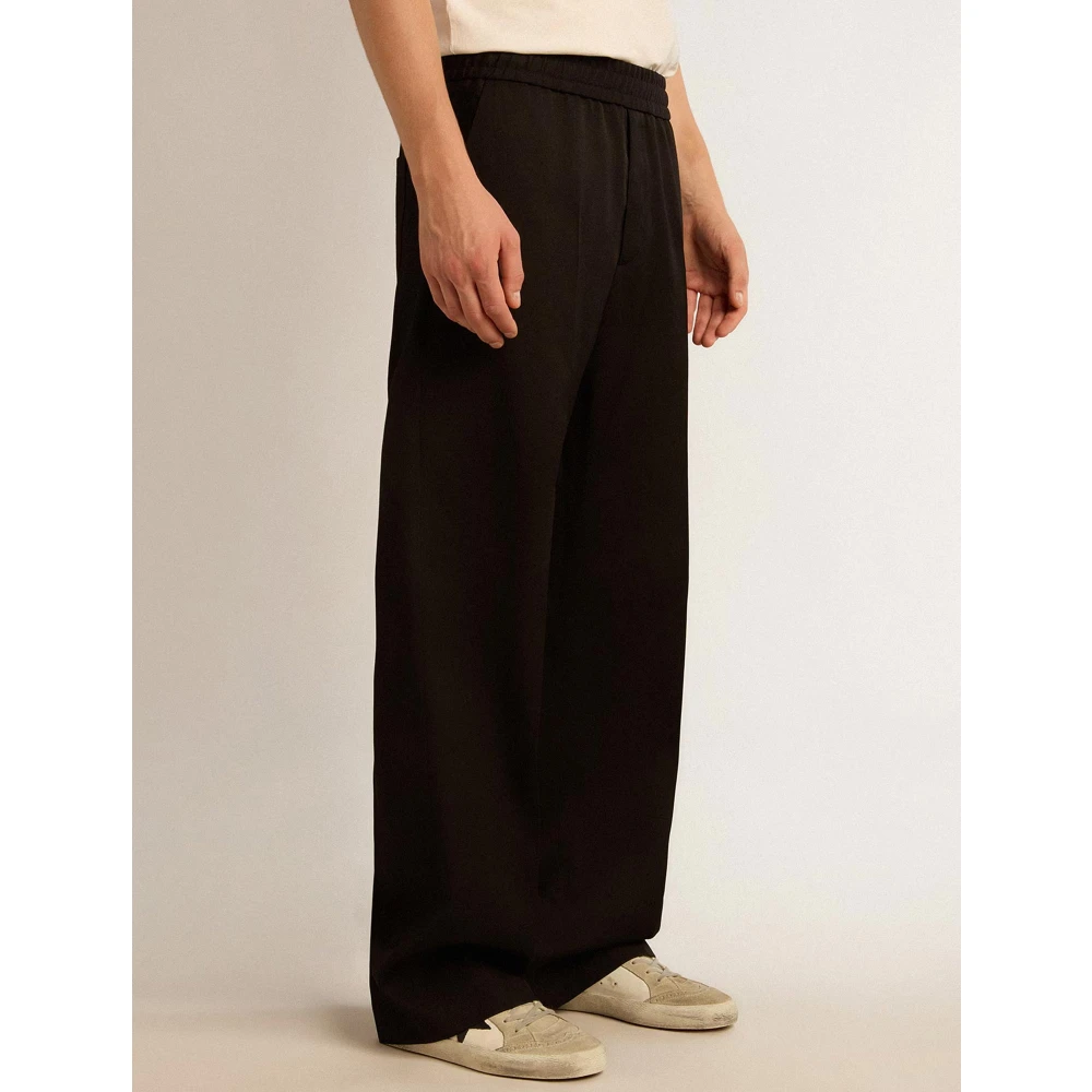 Golden Goose Zwarte Jogging Wollen Broek met Gouden Ster Black Heren