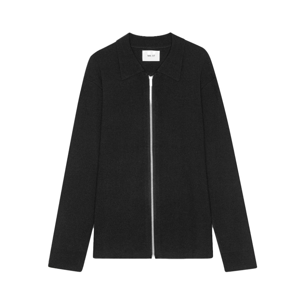 Nn07 Ritspolo in Gemengde Wollen Blend Black Heren