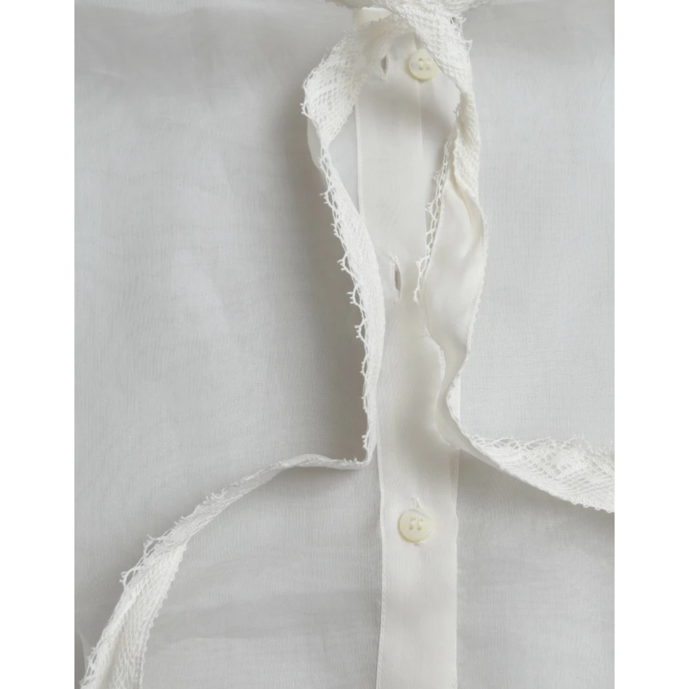 Dolce & Gabbana Zijden Blend Lange Mouw Blouse White Dames