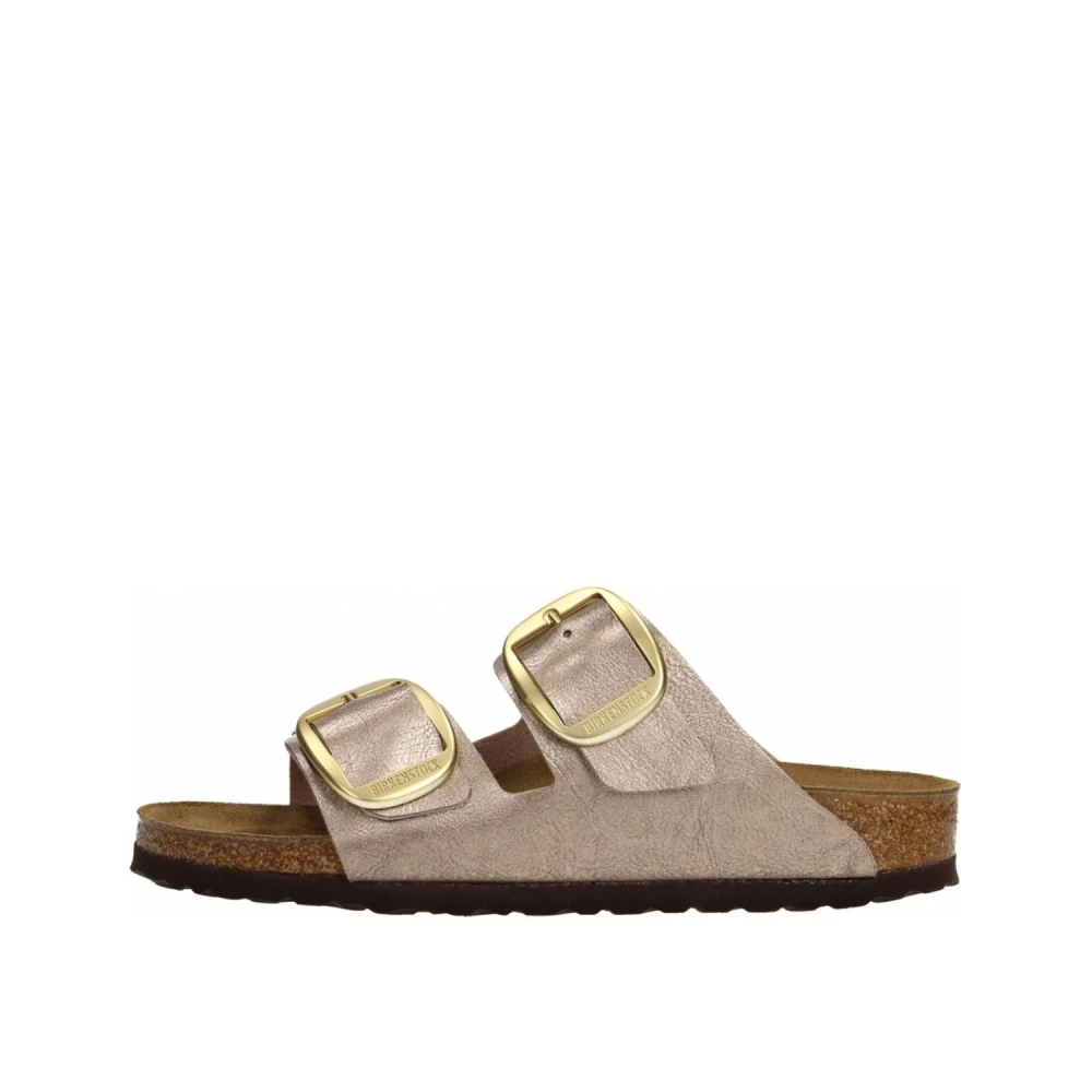 Birkenstock Women's Beige Sliders, 4 Uk, Satin Buckle Sandal