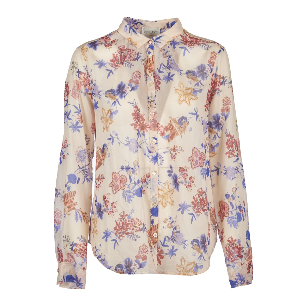 Forte Bloemen zijden-katoenen shirt Multicolor Dames