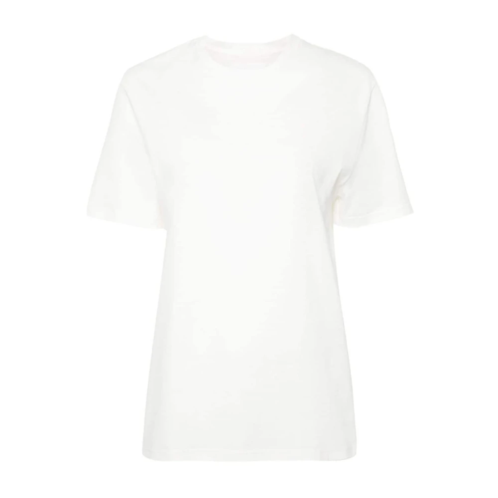 Jil Sander Wit Logo Print Katoenen T-shirt White Dames