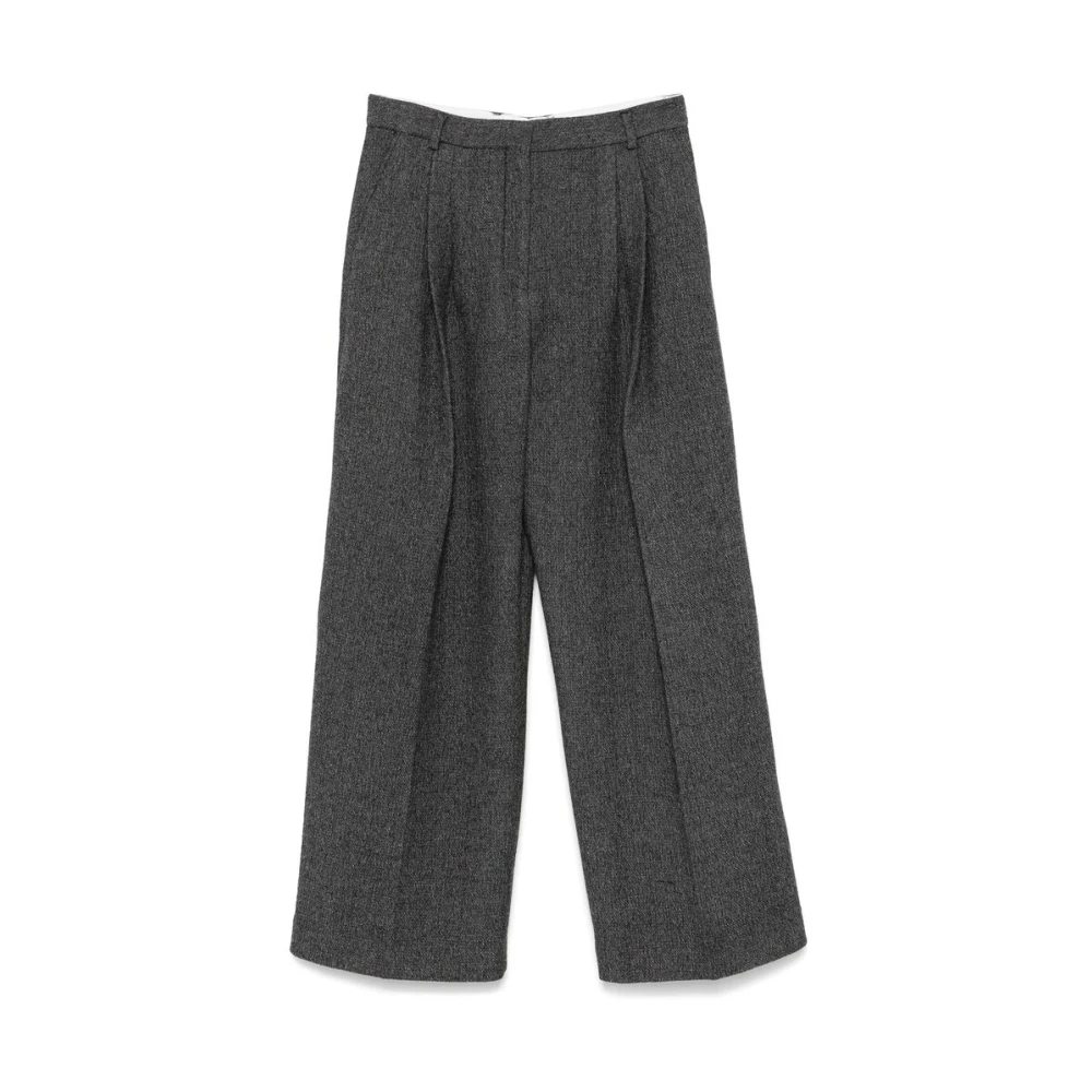Mark Kenly Domino Tan Donkergrijze Wollen Wijde Broek Gray Dames