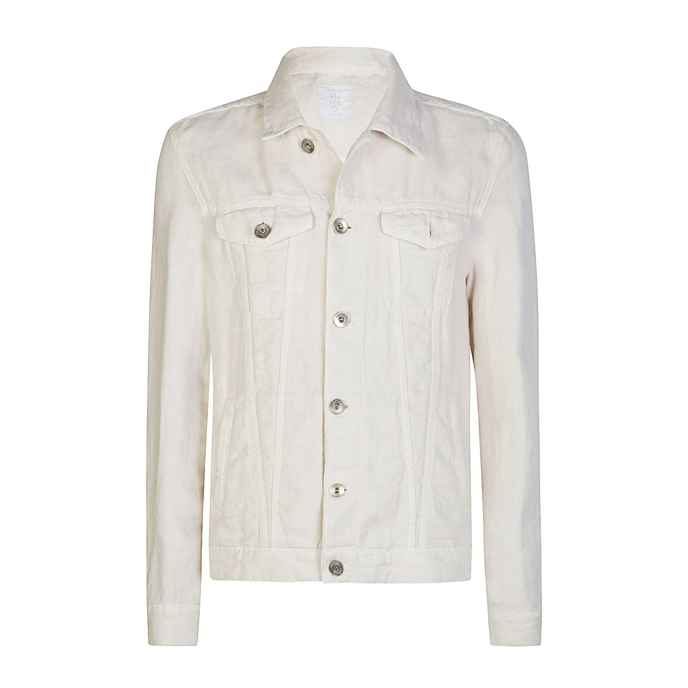 Eleventy Denim jack in linnen regular fit Beige Heren