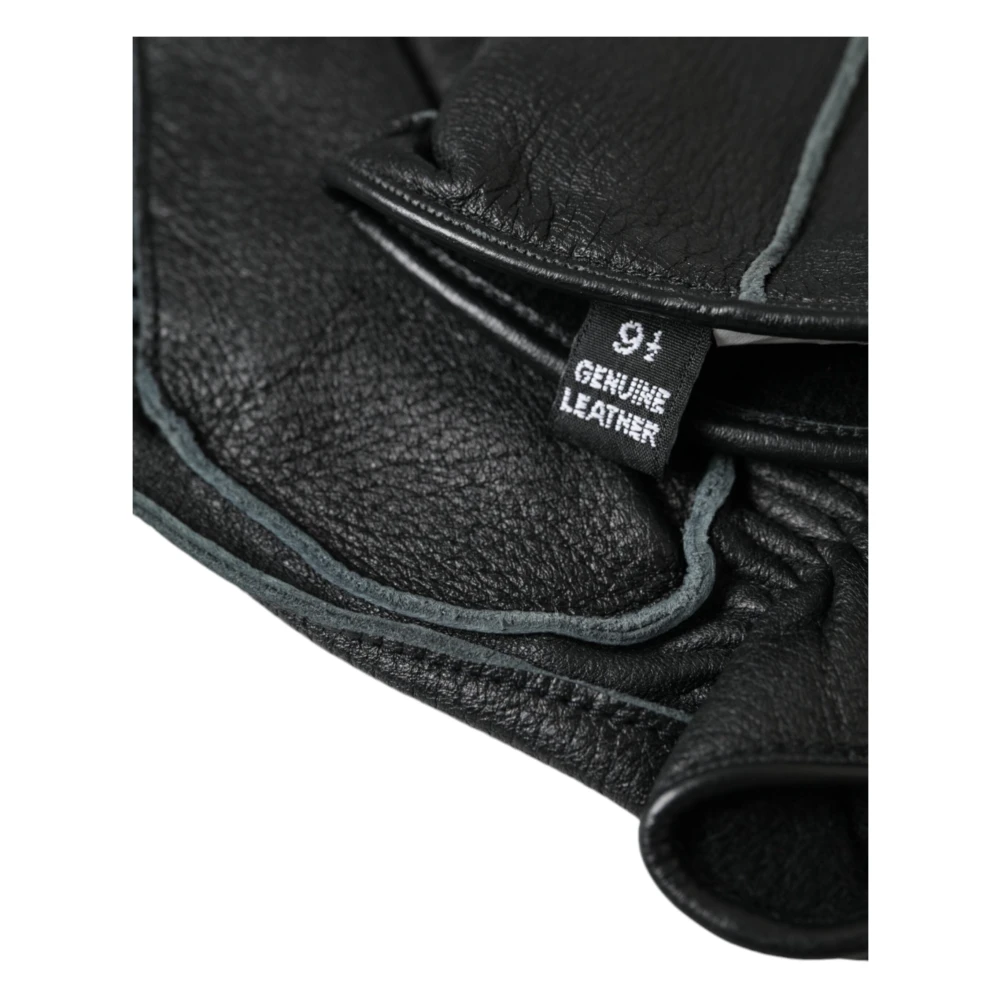 Dolce & Gabbana Zwarte Leren Biker Handschoenen Black Unisex