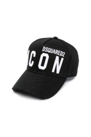 Sort bomuldshat med logo broderi