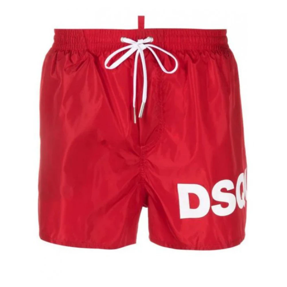 Dsquared2 Röd Boxer Badbyxor med Dsquared2 Logo Red, Herr