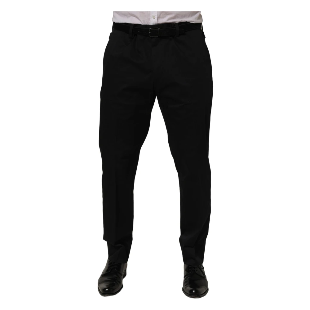 Dolce & Gabbana Men's Black Cotton Tapered Leg Dress Trouser Trousers - Suit Trousers - 2XL - Trousers