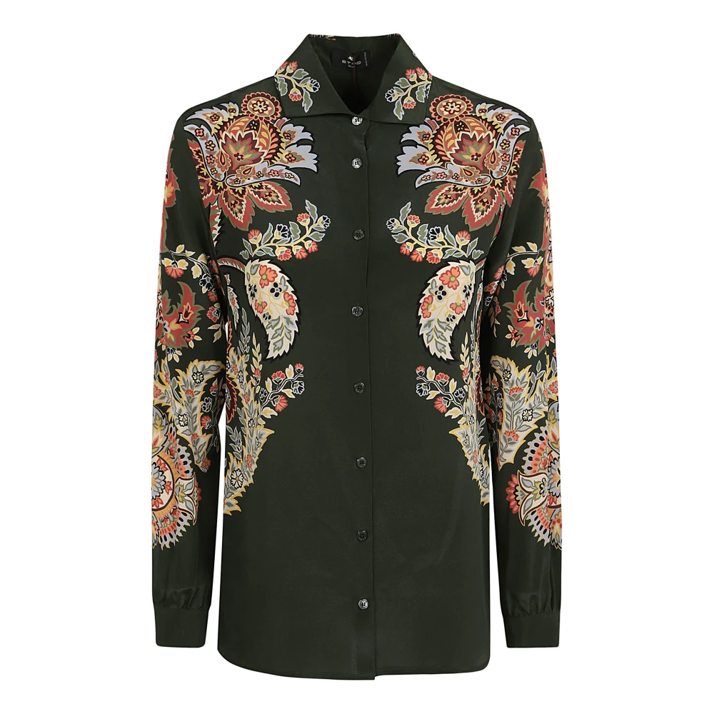 Etro Women's Green Silk Multicolor Shirt - Shirts - Xs - Blouses & Shirts