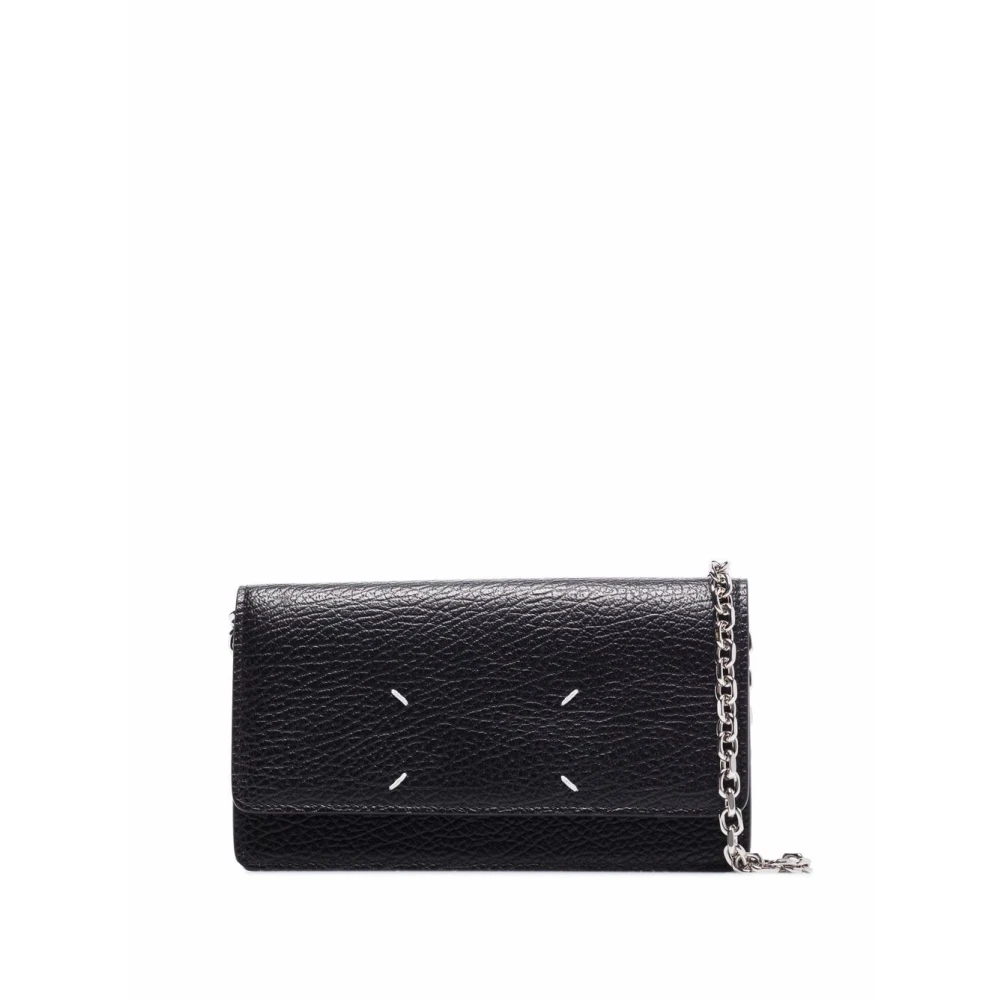 Maison Margiela , Cross Body Bags, Female, Black, One Size, Leather Fold-Over Bag