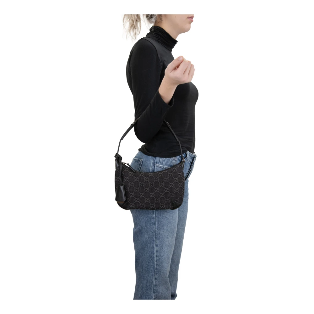 Gucci Signature Handtas met Leren Afwerking Blue Dames