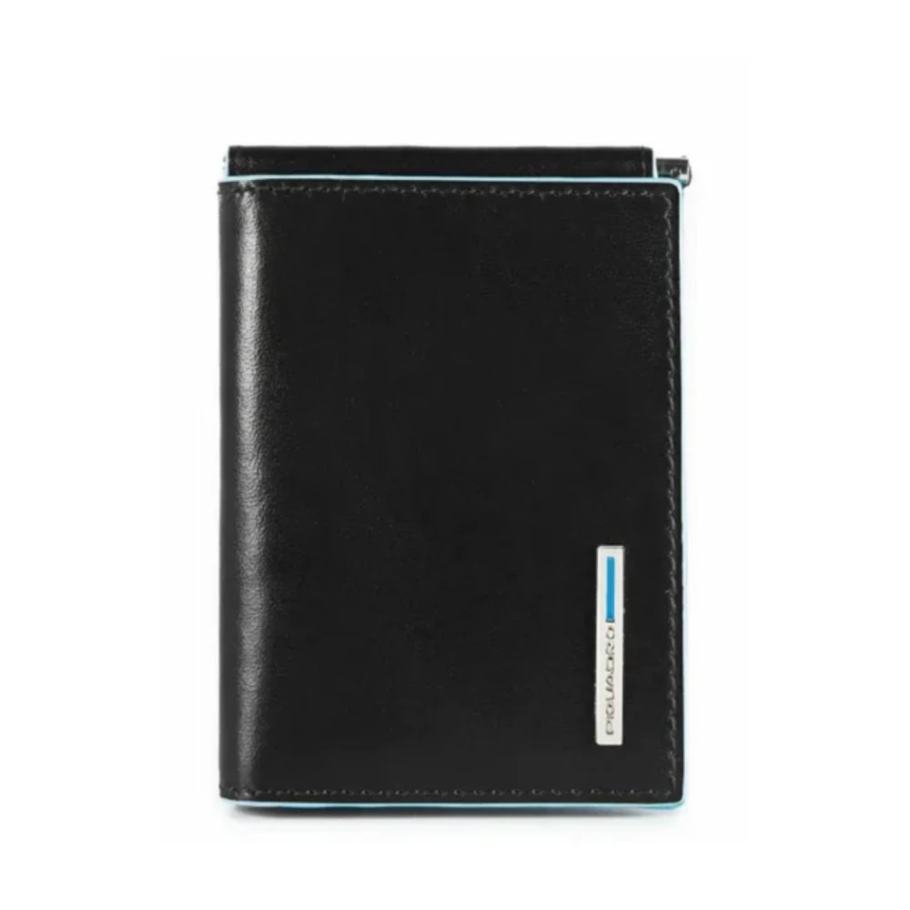 Piquadro Uomo Nero Portafoglio Verticale Con Clip Per Banconote