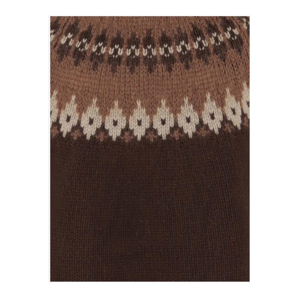 Dsquared2 Geometrisch Patroon Wollen Blend Ronde Hals Sweater Brown Heren