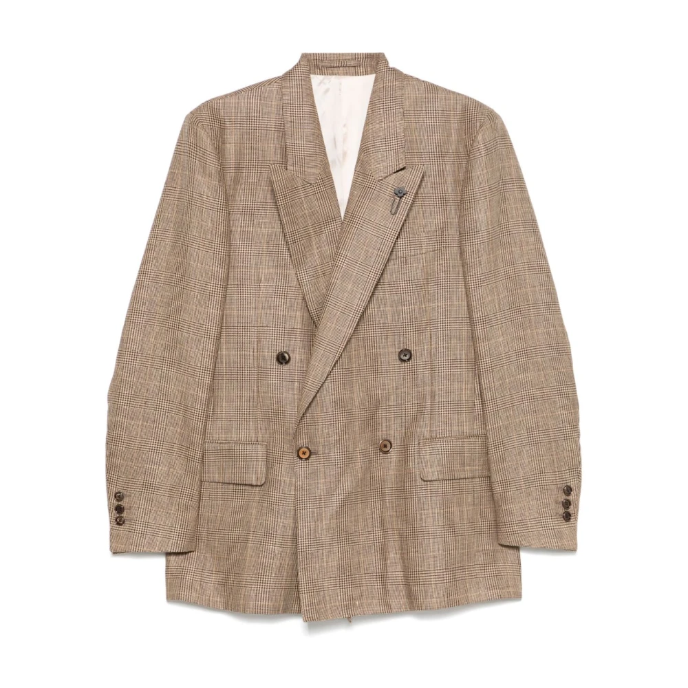 Lardini Chocolade Double-Breasted Blazers Beige Heren