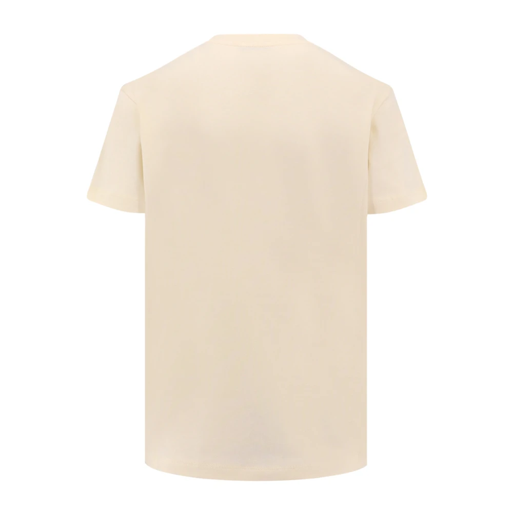 Moncler Biologisch Katoenen T-shirt met Geborduurd Logo Beige Dames