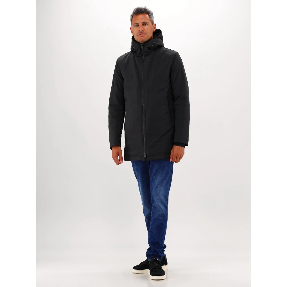 Herno Zwarte Parka Jas met Capuchon Black Heren