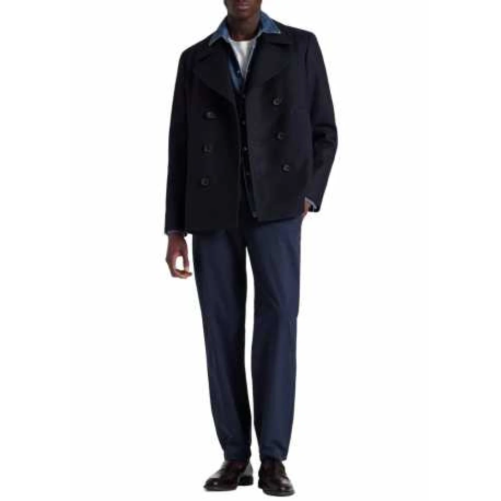 Paul Smith Marineblauwe Wollen Peacoat Klassieke Stijl Blue Heren