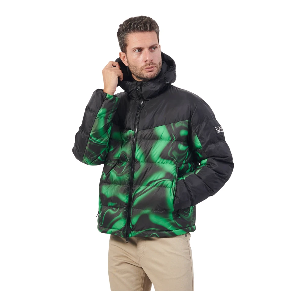 Emporio Armani Groene jas met capuchon en volledige ritssluiting Green Heren