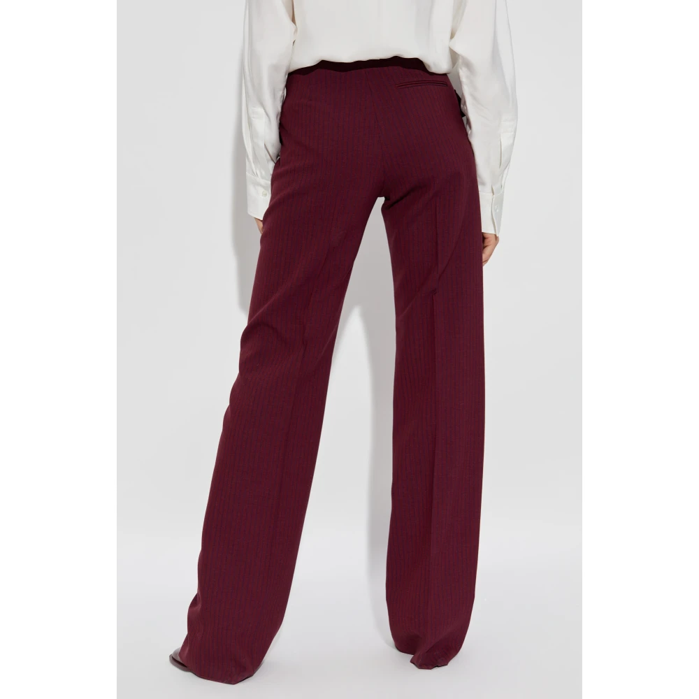 Salvatore Ferragamo Wollen broek met gestreept patroon Red Dames