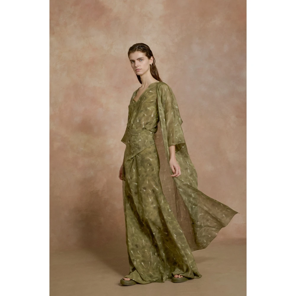 Cortana Nina lange ramie pua print jas Green Dames