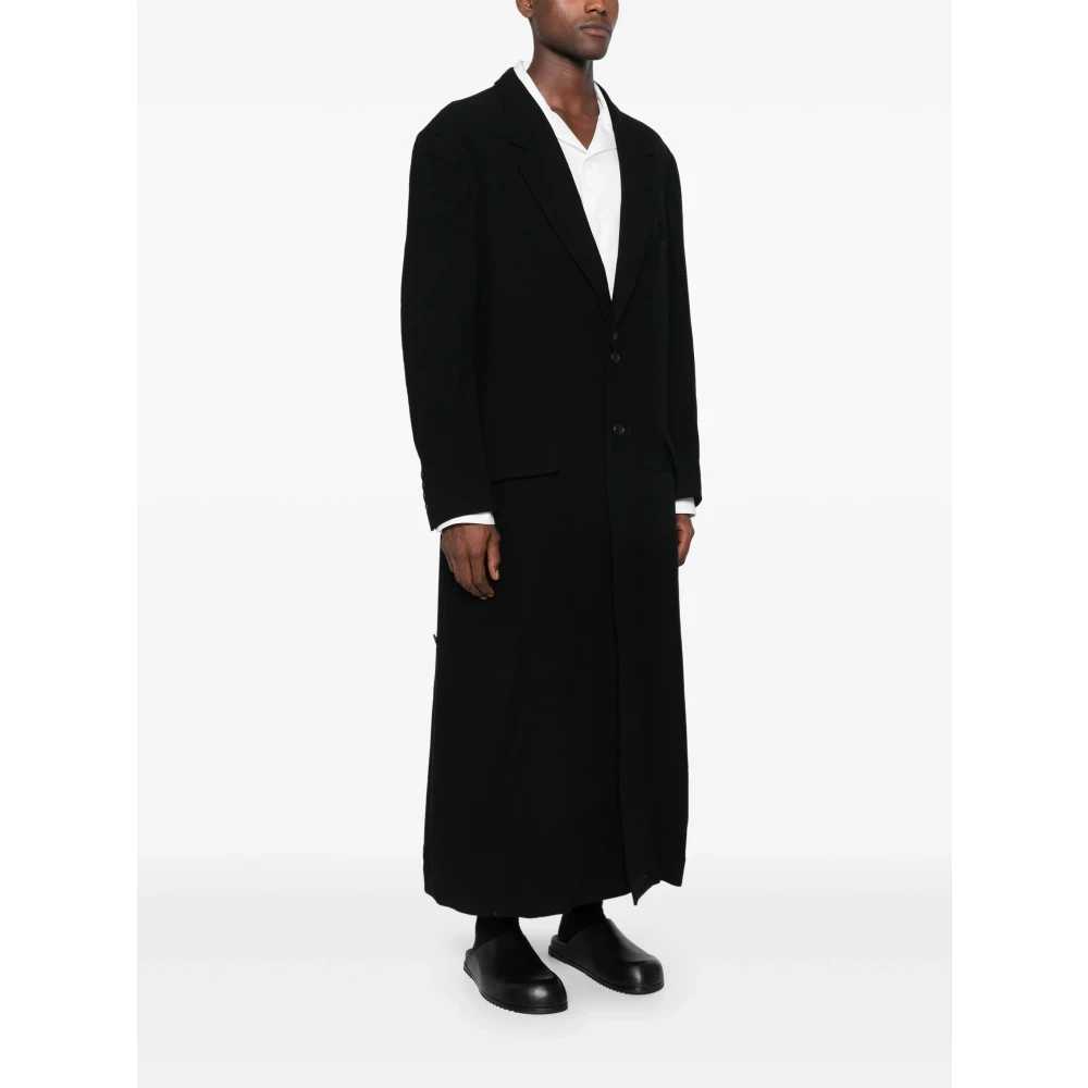 Yohji Yamamoto Luxe wollen jas met zakken Black Heren