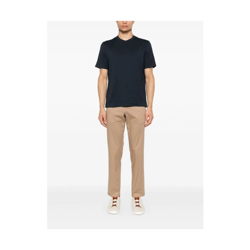 Fedeli Navy Blauw Katoen Ronde Hals T-shirt Blue Heren
