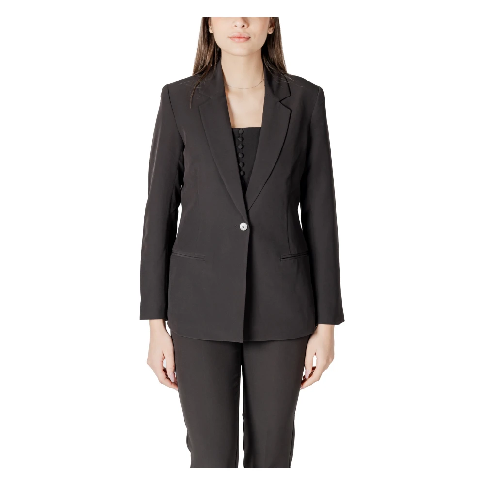 Ichi Klassieke Knoopblazer met Zakken Black Dames