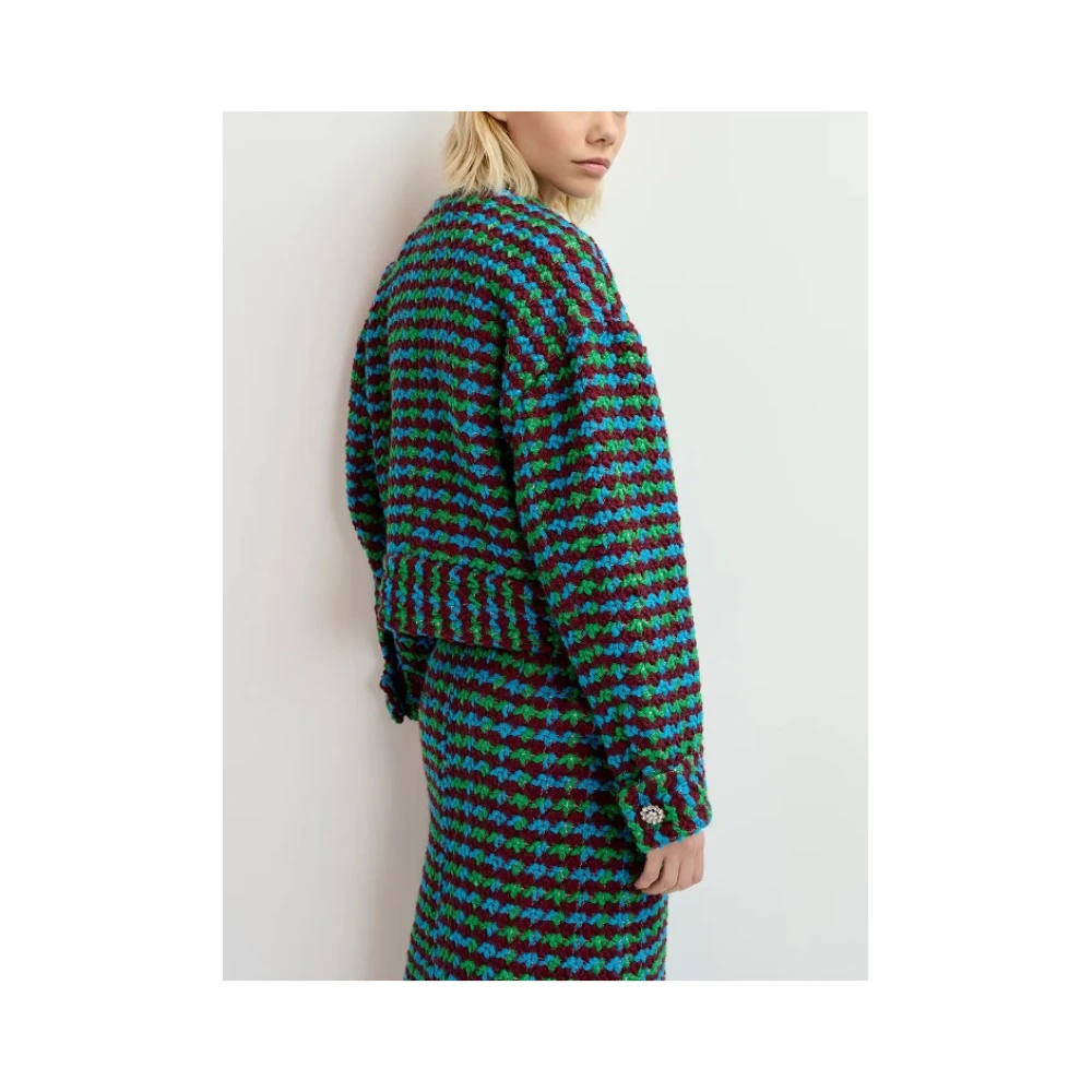 Essentiel Antwerp Groene Tweed Oversized Vest Multicolor Dames