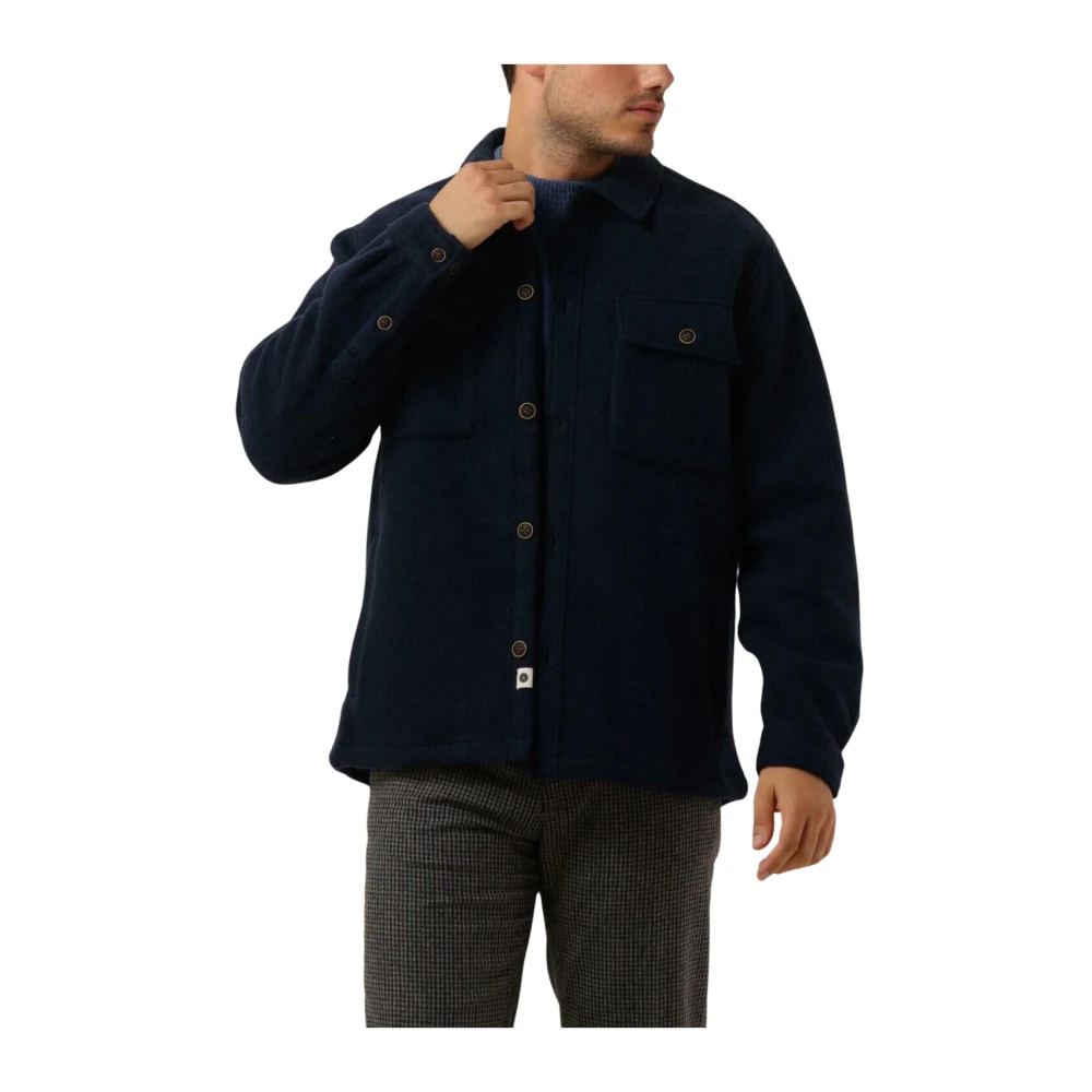 ANERKJENDT Heren Overhemden Aklion Boiled Wool Donkerblauw