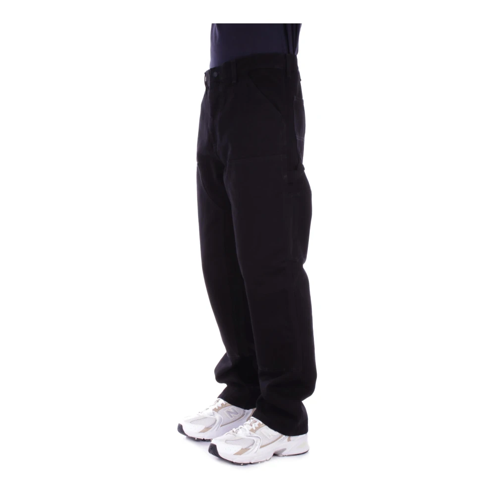 Carhartt WIP Logo Jeans met knoopsluiting Black Heren