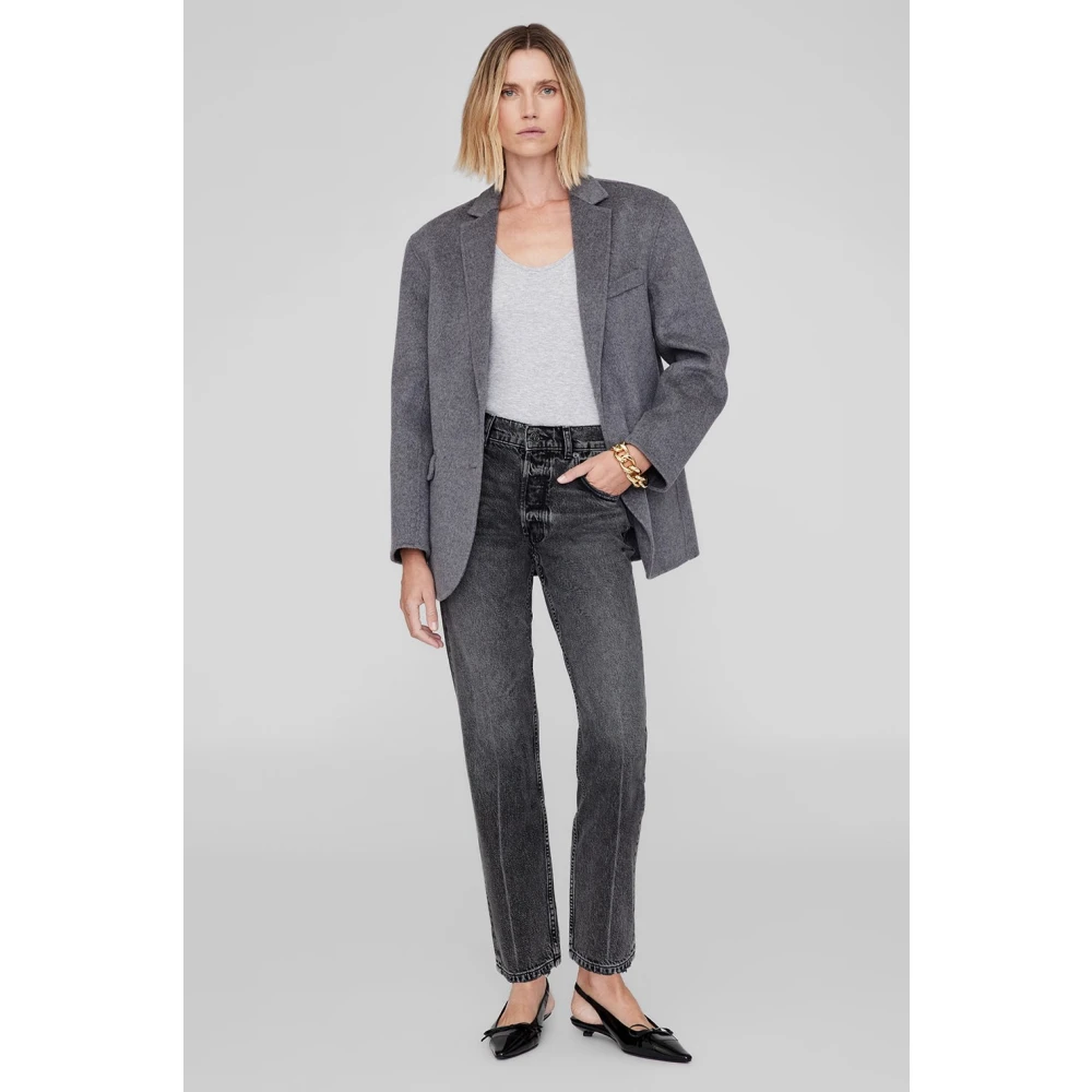 Anine Bing Kate Straight Leg Jeans Gray Dames