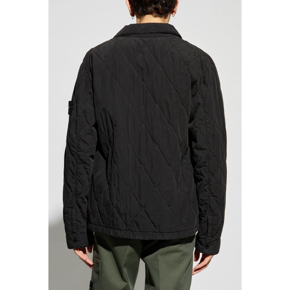 Stone Island Gewatteerde jas met logo Black Heren