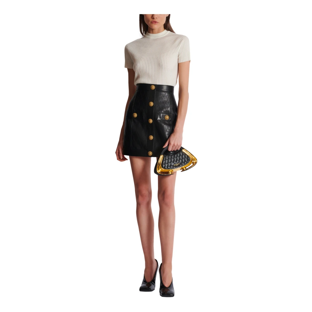 Balmain Geribbelde Gebreide Top Beige Dames