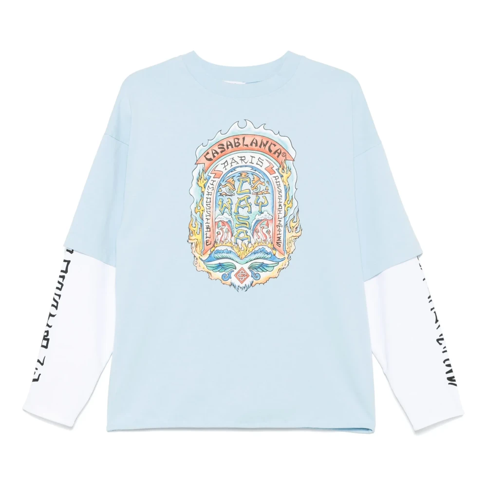Casablanca Heldere Blauwe Skate Print T-shirt Blue Heren
