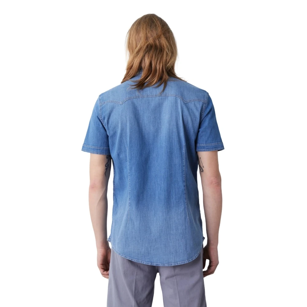 GAS Korte Mouw Shirt Blue Heren