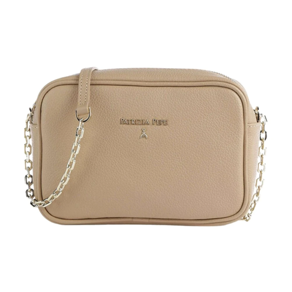 Patrizia Pepe Vrouw Beige Tassen Dames, One Size, Leer, Leren Mini Schoudertas